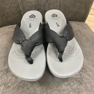 Black Clark Wedge Flip Flops